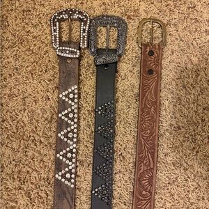 Set of Three Stylish Western Belts with Decorative Buckles